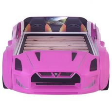Дитяче ліжко машина GTR Pink 190х90 см з підсвіткою, музикою, шкіряний салон, пультом